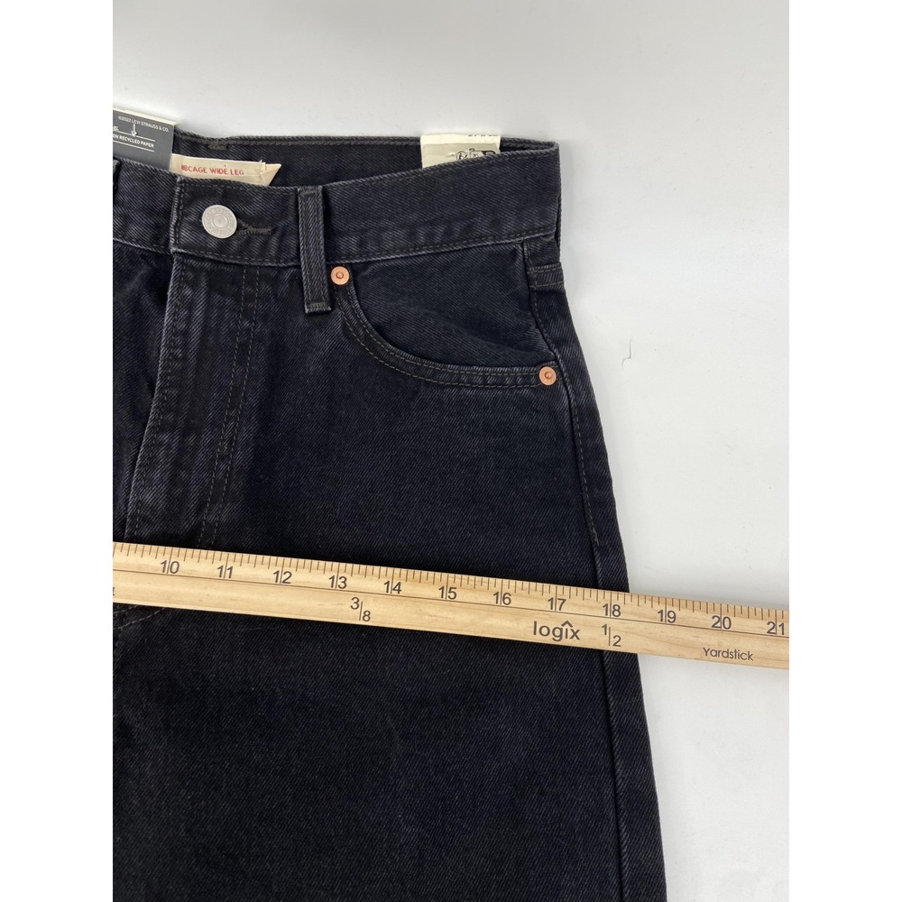 Levis Jeans Womens 27x32 Black Ribcage Wide Leg High Rise Denim Casual Premium - Picture 7 of 10
